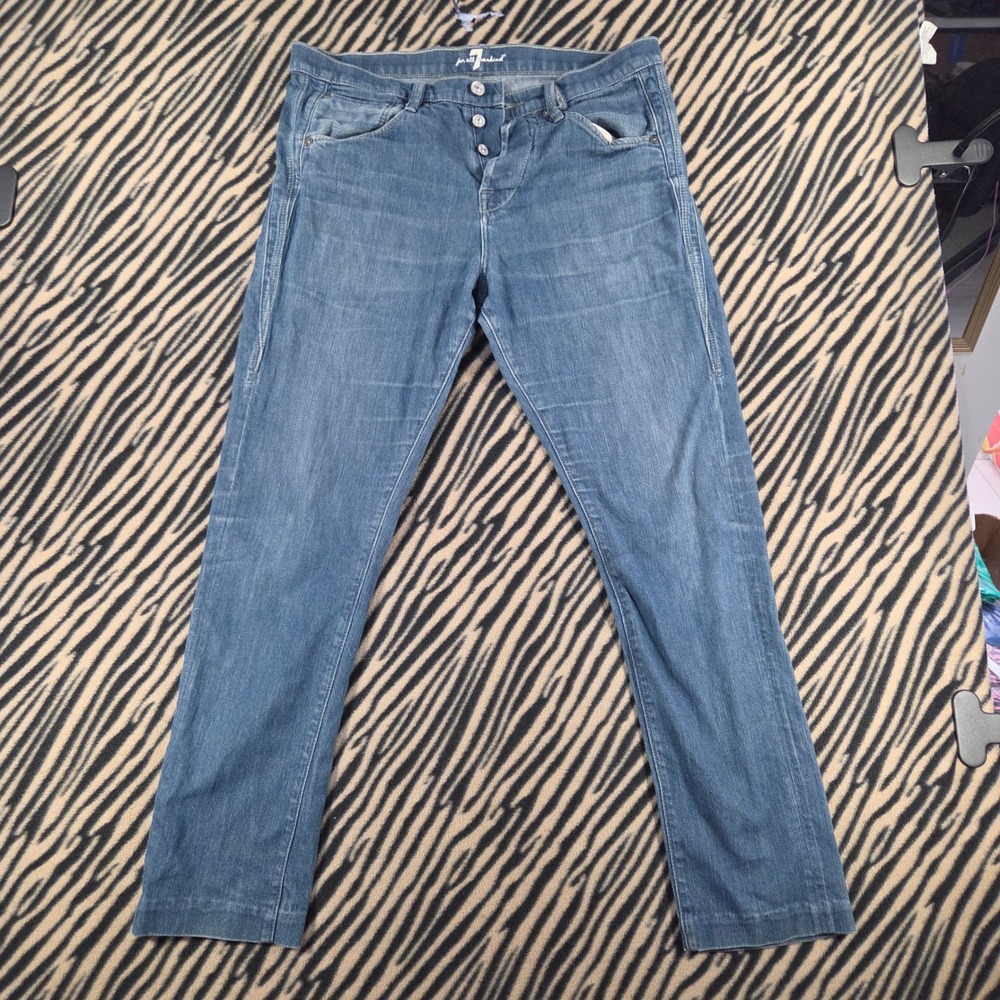Vintage Y2K 7 For All Mankind Jeans Mens 31 Blue Straight Leg Made in USA Denim